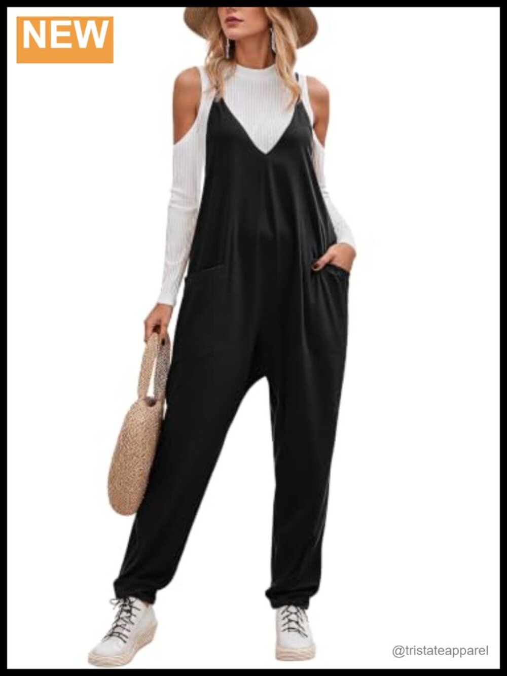Loose Casual Sleeveless Jumpsuit Adjustable Spaghetti Strap Long Pants Overalls